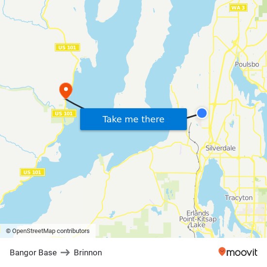 Bangor Base to Brinnon map