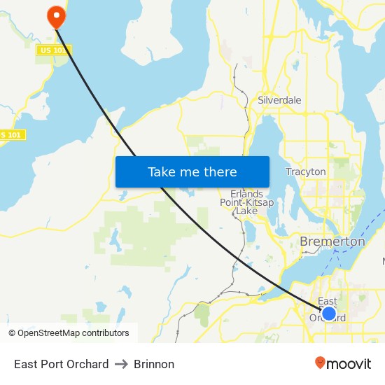 East Port Orchard to Brinnon map