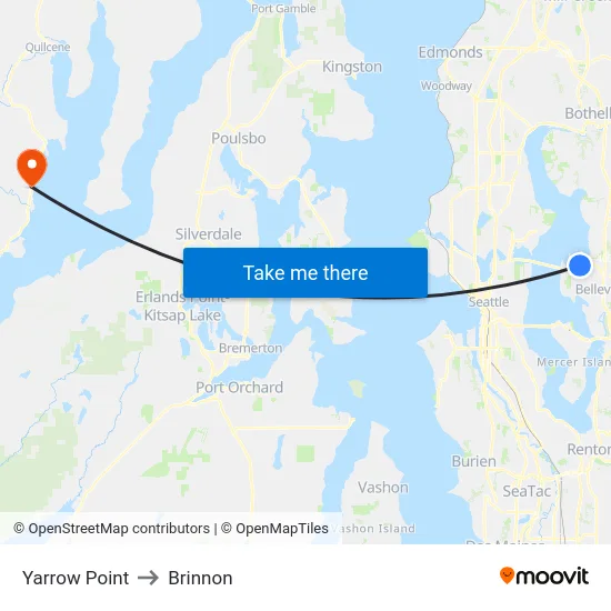 Yarrow Point to Brinnon map
