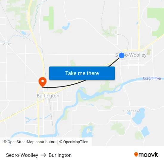 Sedro-Woolley to Burlington map