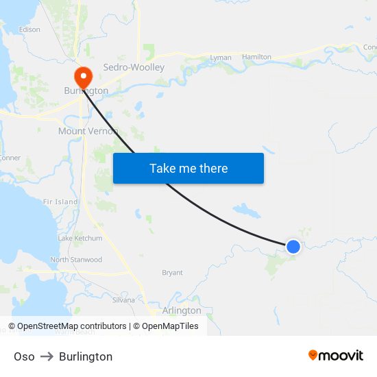 Oso to Burlington map
