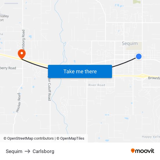 Sequim to Carlsborg map