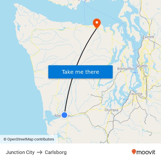 Junction City to Carlsborg map