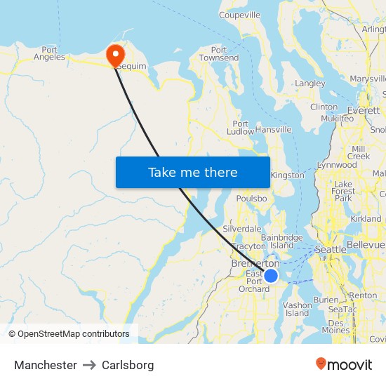 Manchester to Carlsborg map