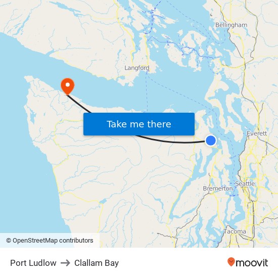 Port Ludlow to Clallam Bay map