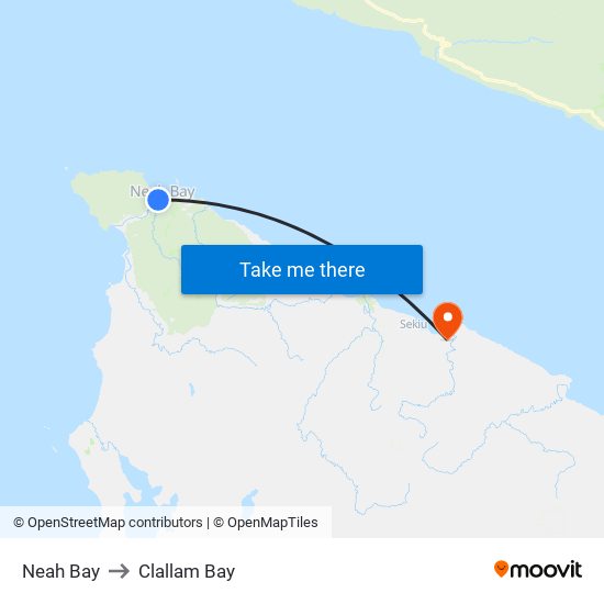 Neah Bay to Clallam Bay map
