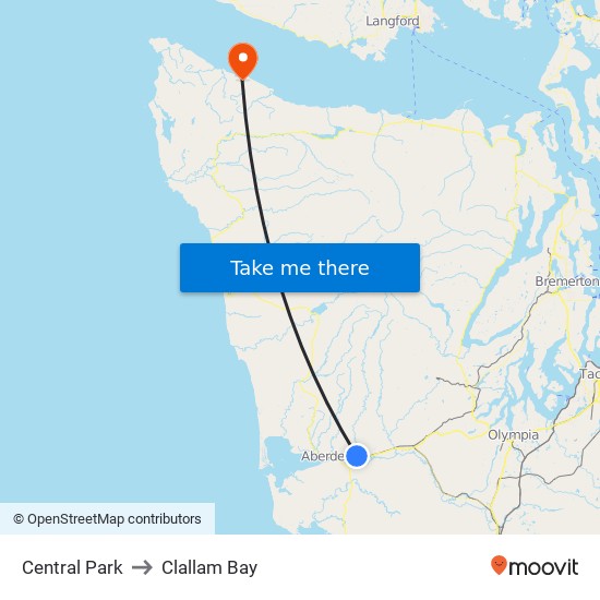 Central Park to Clallam Bay map