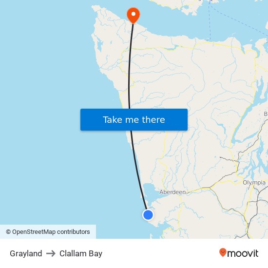 Grayland to Clallam Bay map