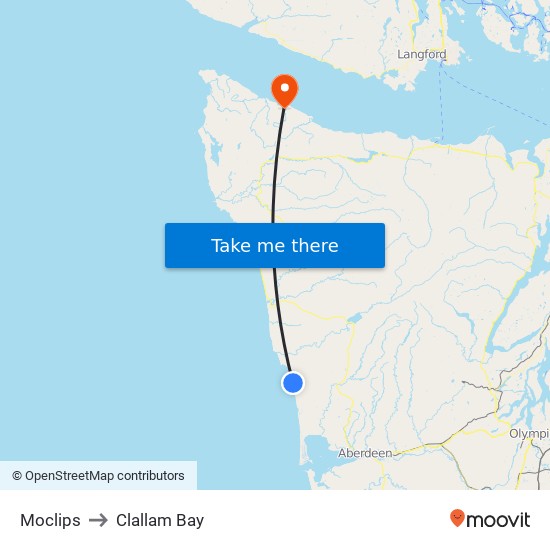 Moclips to Clallam Bay map