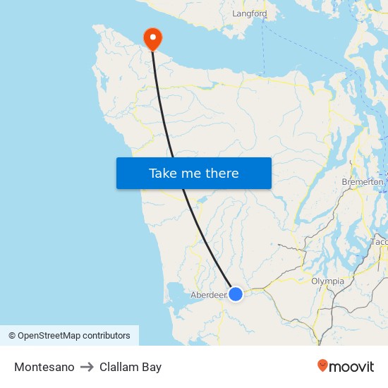 Montesano to Clallam Bay map