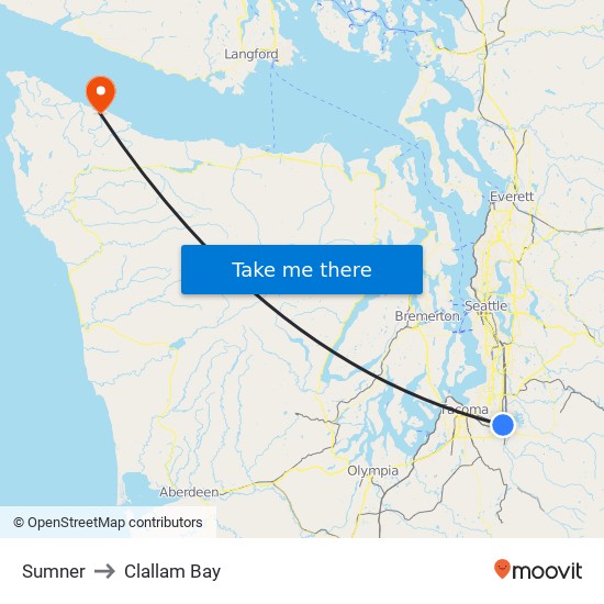 Sumner to Clallam Bay map