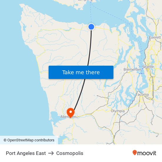 Port Angeles East to Cosmopolis map