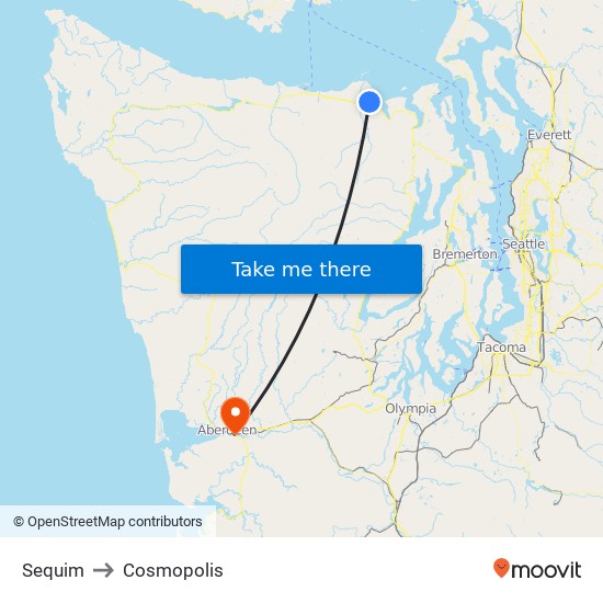 Sequim to Cosmopolis map