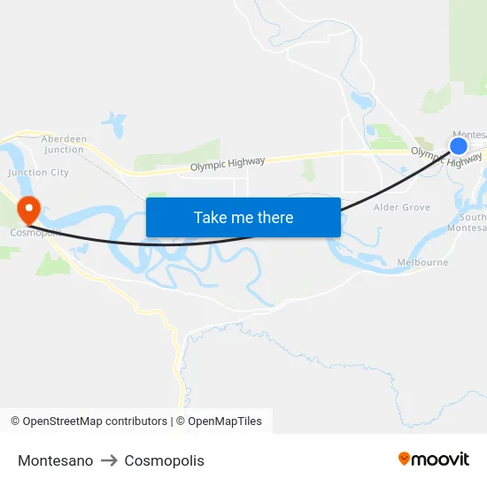 Montesano to Cosmopolis map