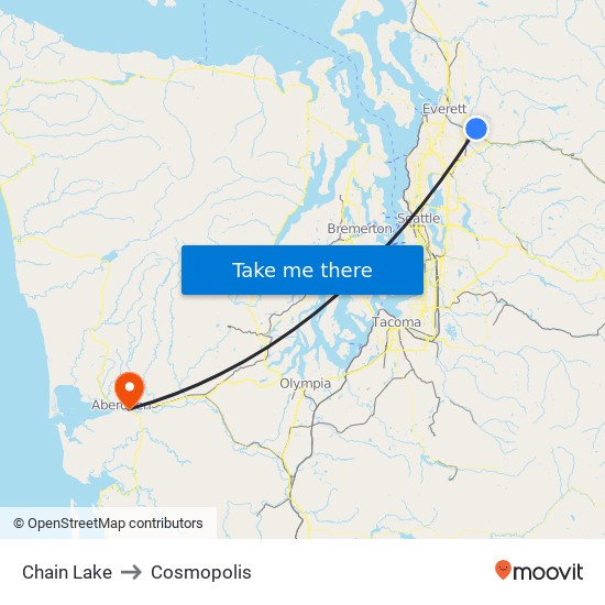 Chain Lake to Cosmopolis map