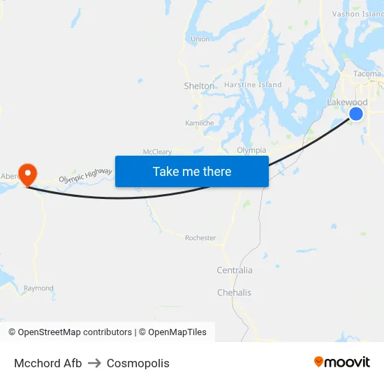 Mcchord Afb to Cosmopolis map
