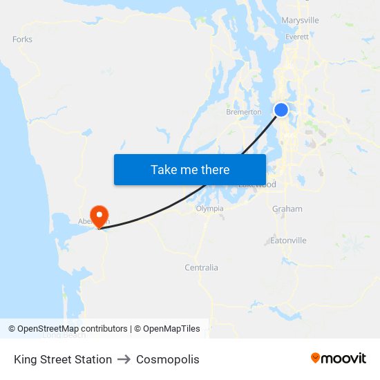 King Street Station to Cosmopolis map