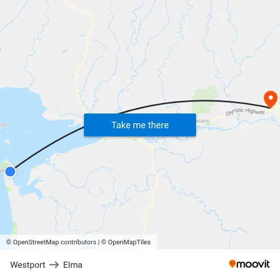 Westport to Elma map