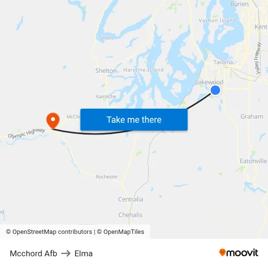 Mcchord Afb to Elma map