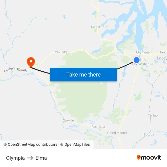 Olympia to Elma map