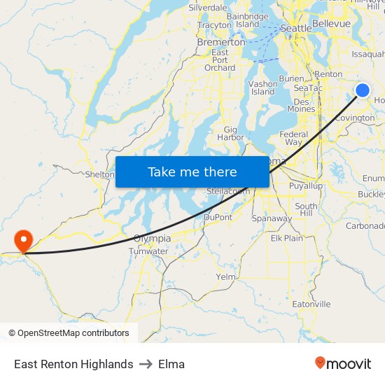 East Renton Highlands to Elma map