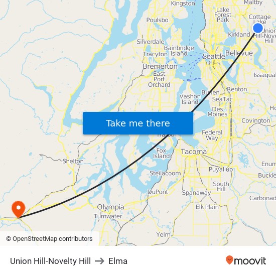 Union Hill-Novelty Hill to Elma map