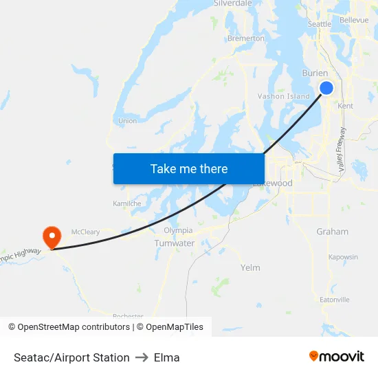 Seatac/Airport Station to Elma map