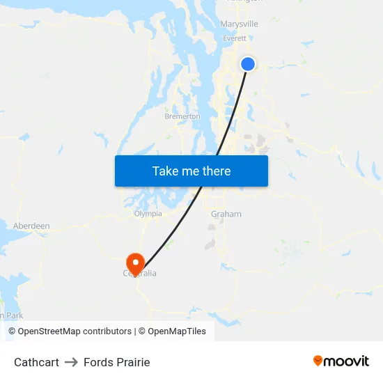 Cathcart to Fords Prairie map
