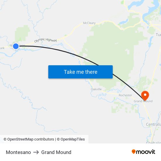 Montesano to Grand Mound map