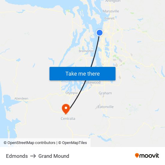 Edmonds to Grand Mound map