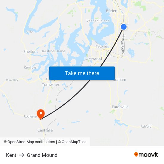 Kent to Grand Mound map