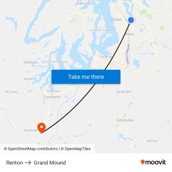 Renton to Grand Mound map