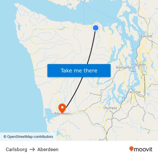 Carlsborg to Aberdeen map