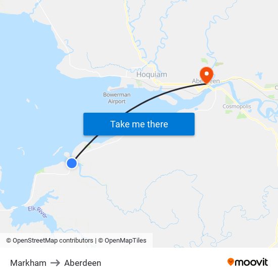 Markham to Aberdeen map