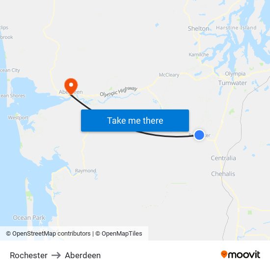 Rochester to Aberdeen map