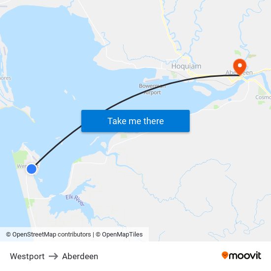 Westport to Aberdeen map