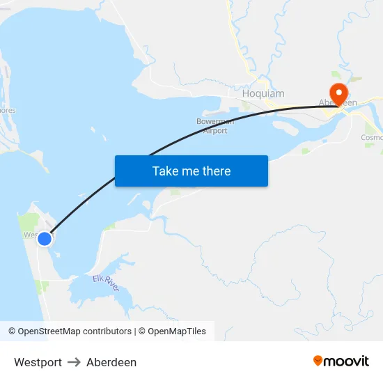 Westport to Aberdeen map