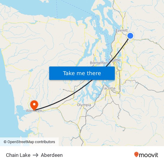 Chain Lake to Aberdeen map