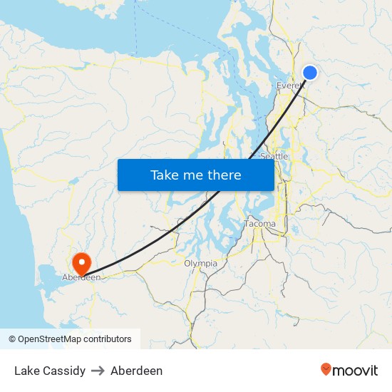 Lake Cassidy to Aberdeen map