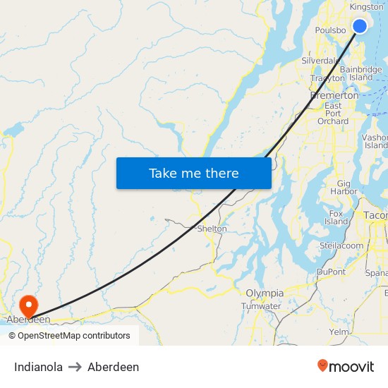 Indianola to Aberdeen map