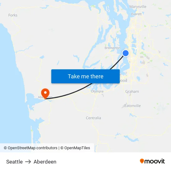 Seattle to Aberdeen map