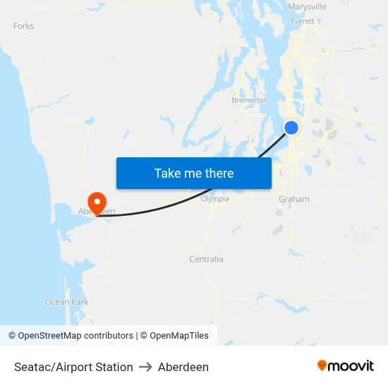 Seatac/Airport Station to Aberdeen map
