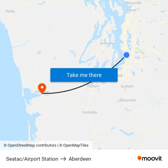 Seatac/Airport Station to Aberdeen map