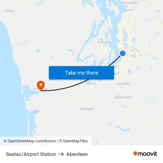 Seatac/Airport Station to Aberdeen map