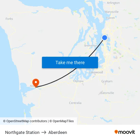 Northgate Station to Aberdeen map