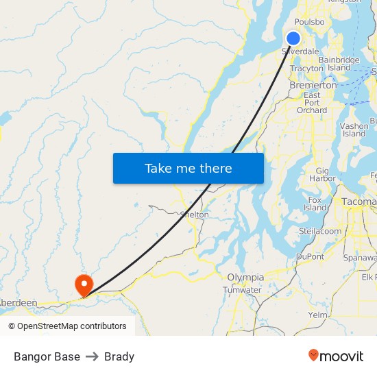 Bangor Base to Brady map