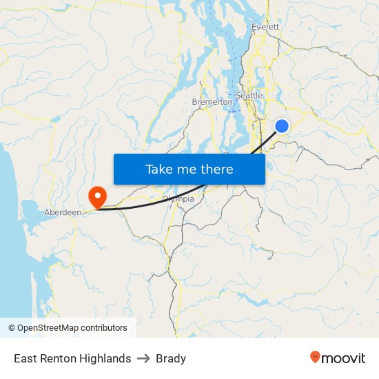 East Renton Highlands to Brady map