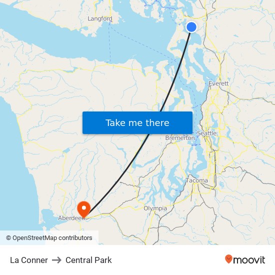 La Conner to Central Park map