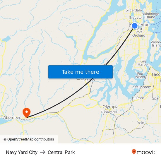 Navy Yard City to Central Park map