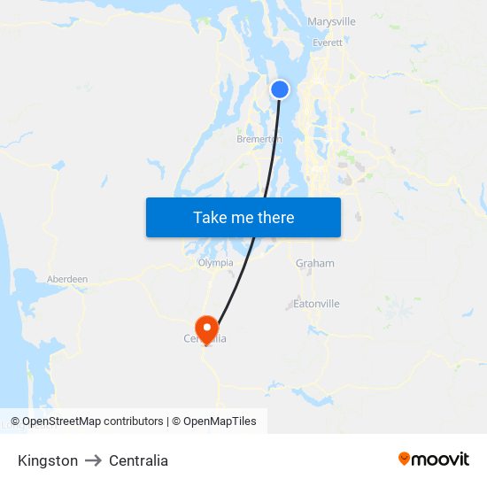 Kingston to Centralia map